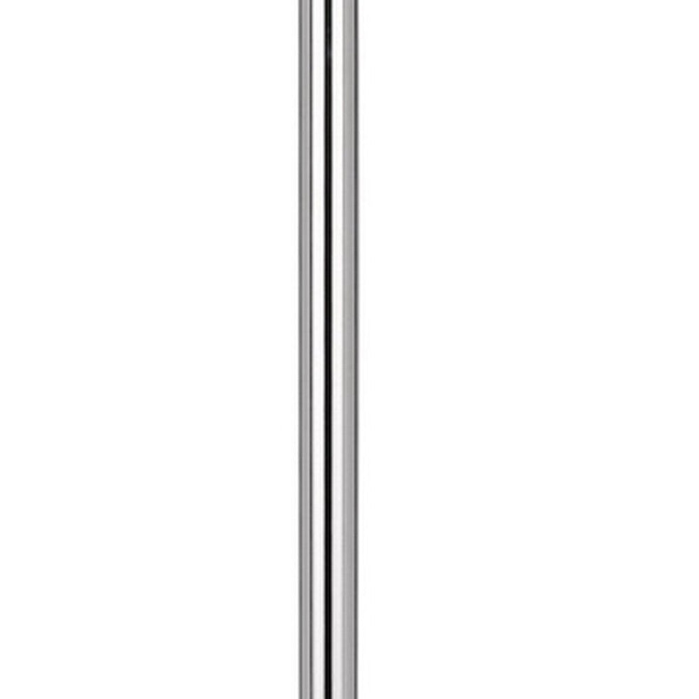 61" Chrome Tray Table Floor Lamp With White Square Shade