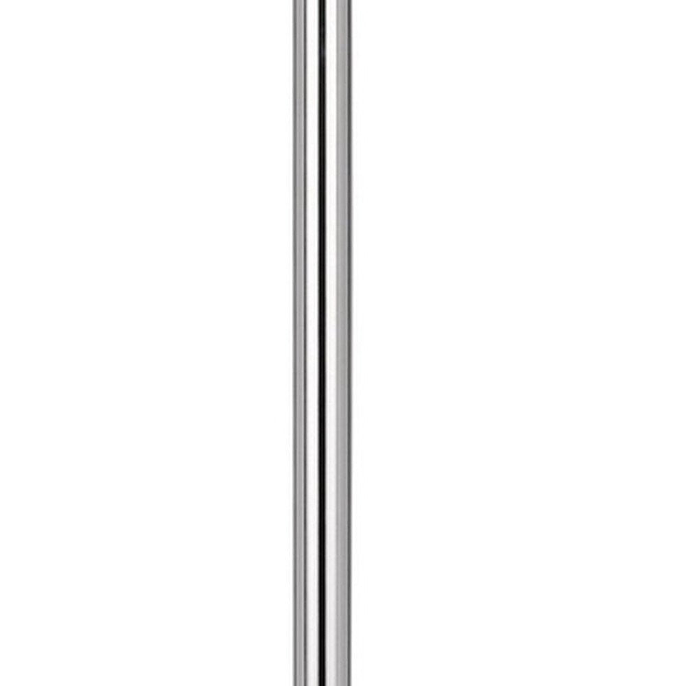 61" Chrome Tray Table Floor Lamp With White Square Shade