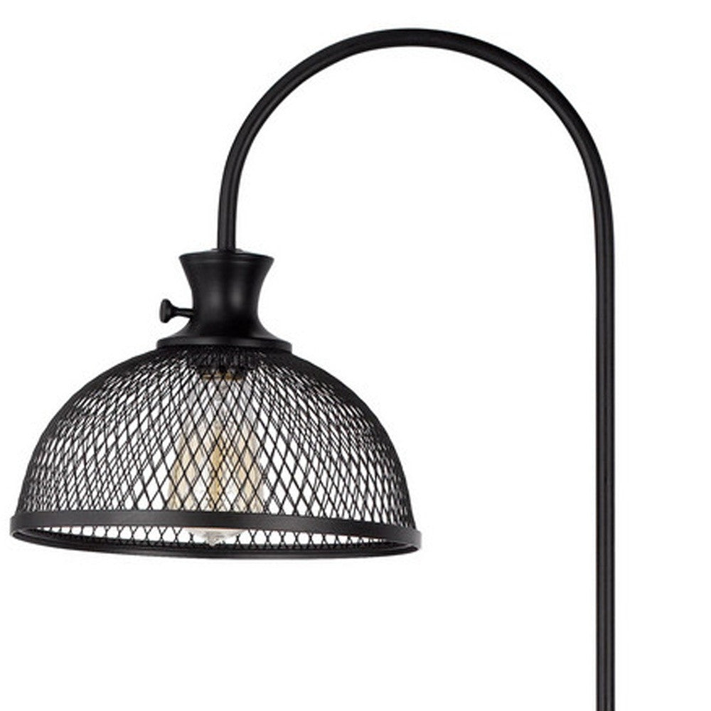61" Black Adjustable Traditional Shaped Floor Lamp With Bronze Dome Shade