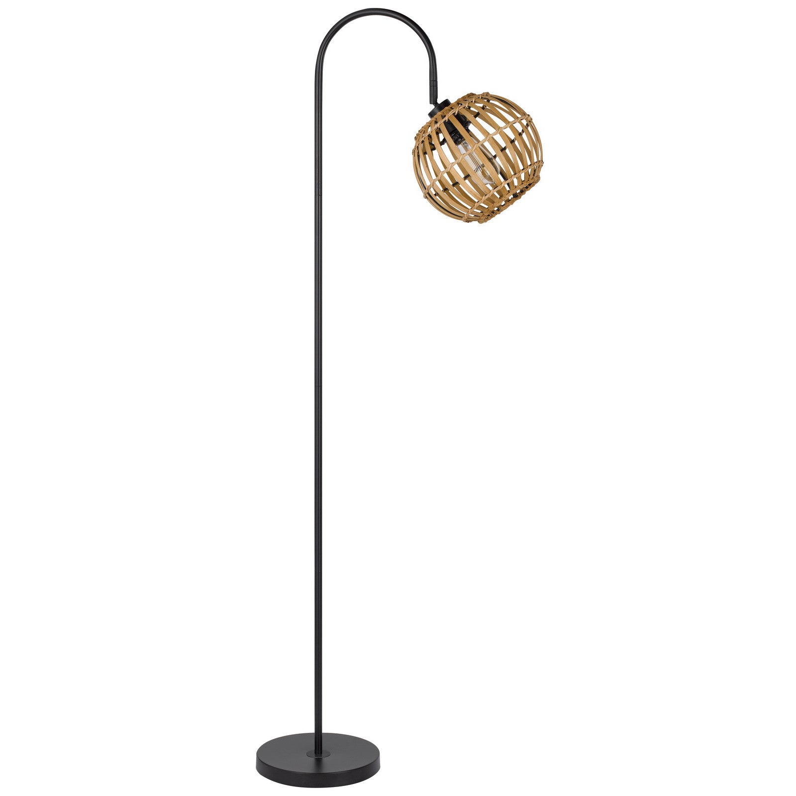 63" Black Traditional Shaped Floor Lamp With Brown Globe Shade