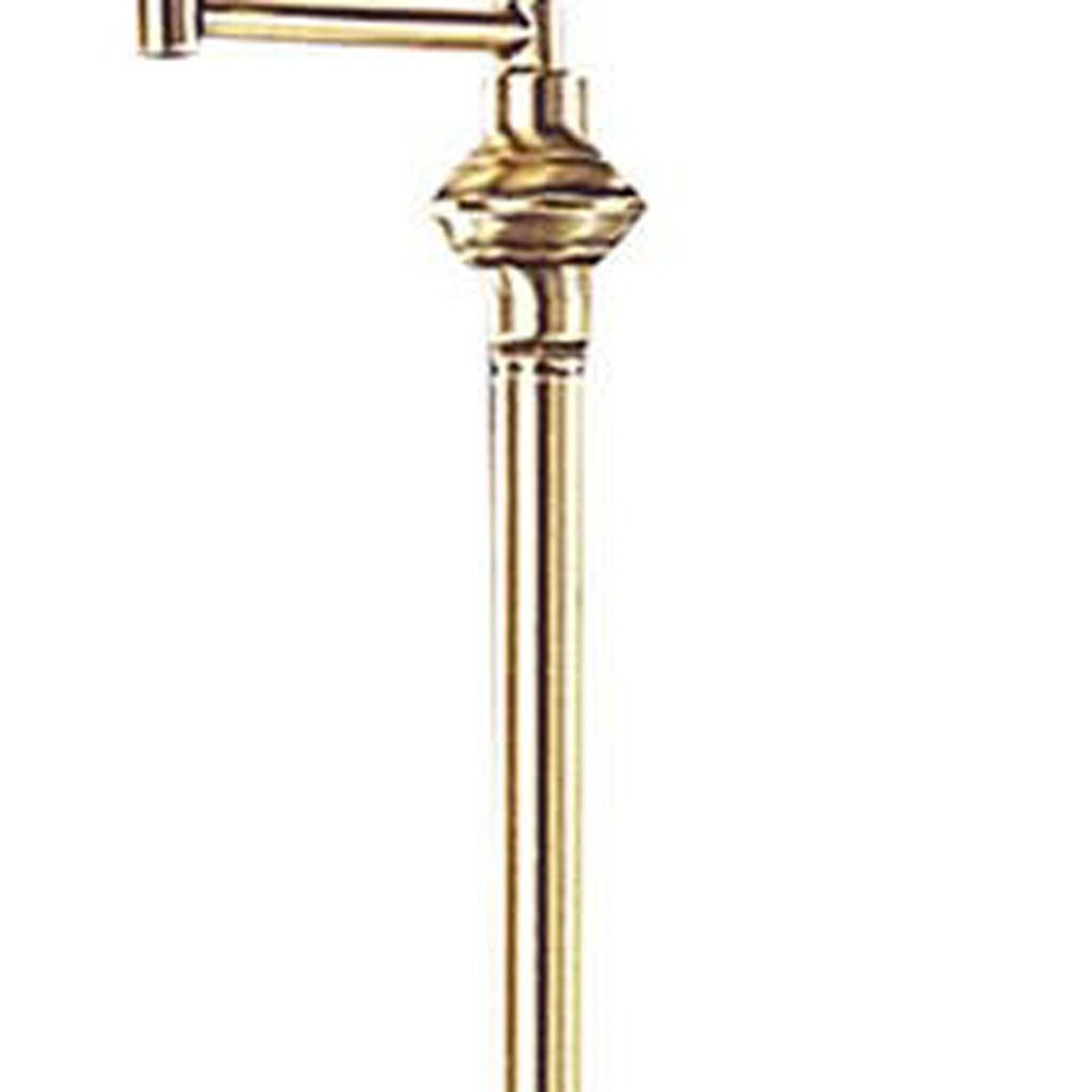 59" Bronze Metal Swing Arm Floor Lamp With Beige Fabric Empire Shade