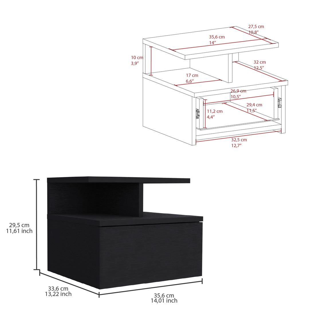 Two Piece Black Bedroom Set
