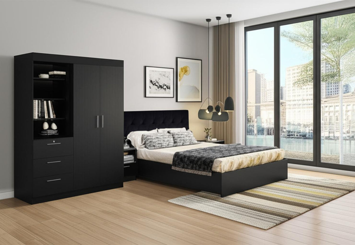 Two Piece Black Bedroom Set