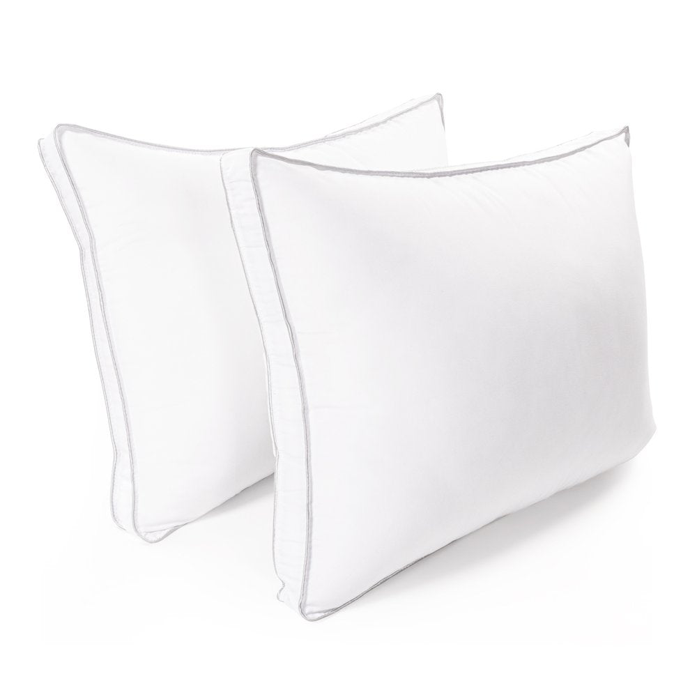 Set of Two Microfiber Down Alternative Medium Hypoallergenic Standard Size Bed Pillows