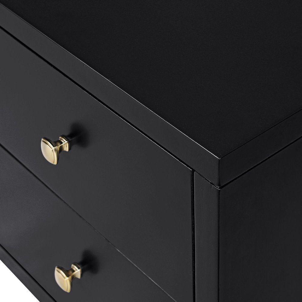 19" Espresso Solid and Manufactured Wood Two Drawer Nightstand