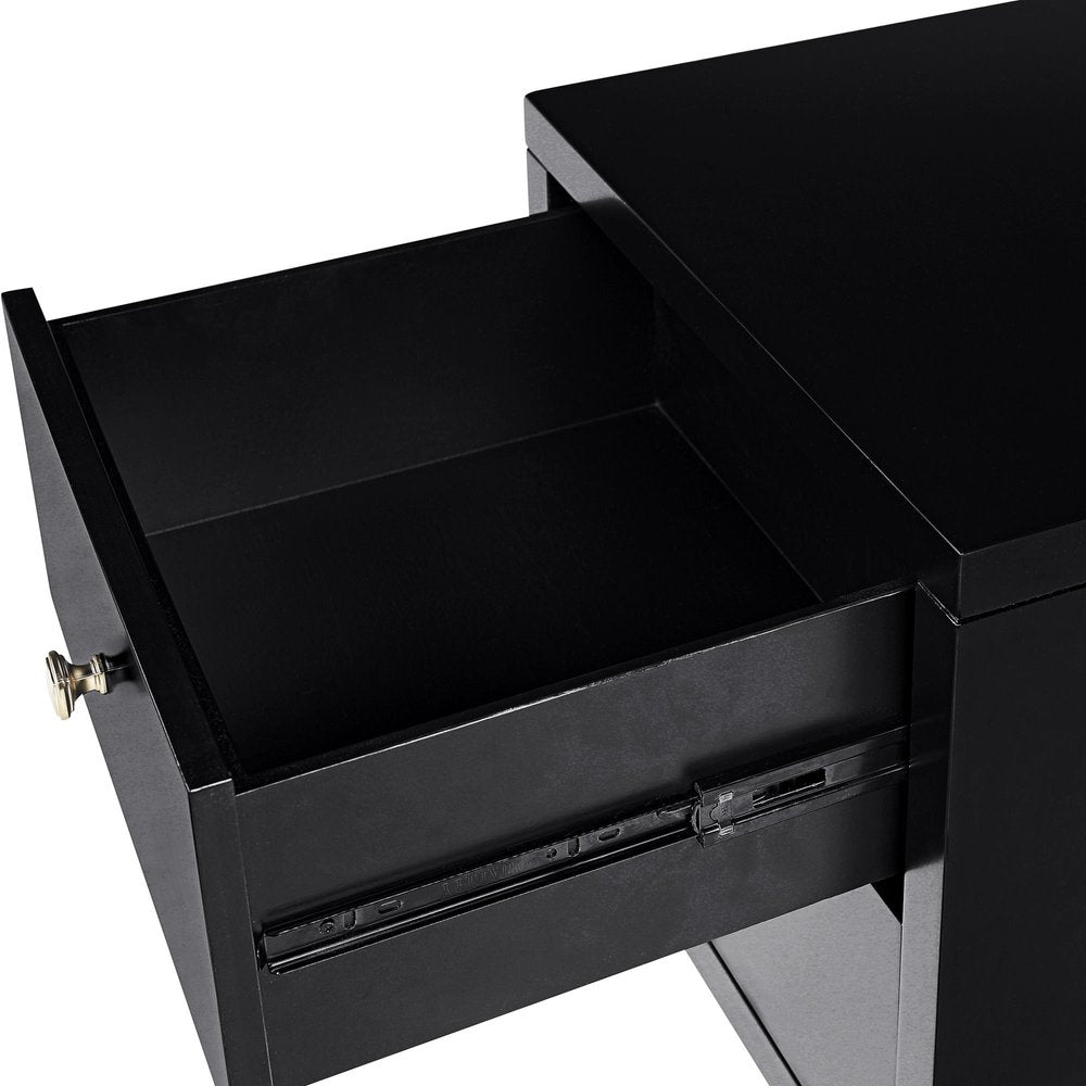 19" Espresso Solid and Manufactured Wood Two Drawer Nightstand