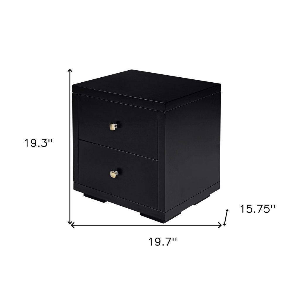 19" Espresso Solid and Manufactured Wood Two Drawer Nightstand
