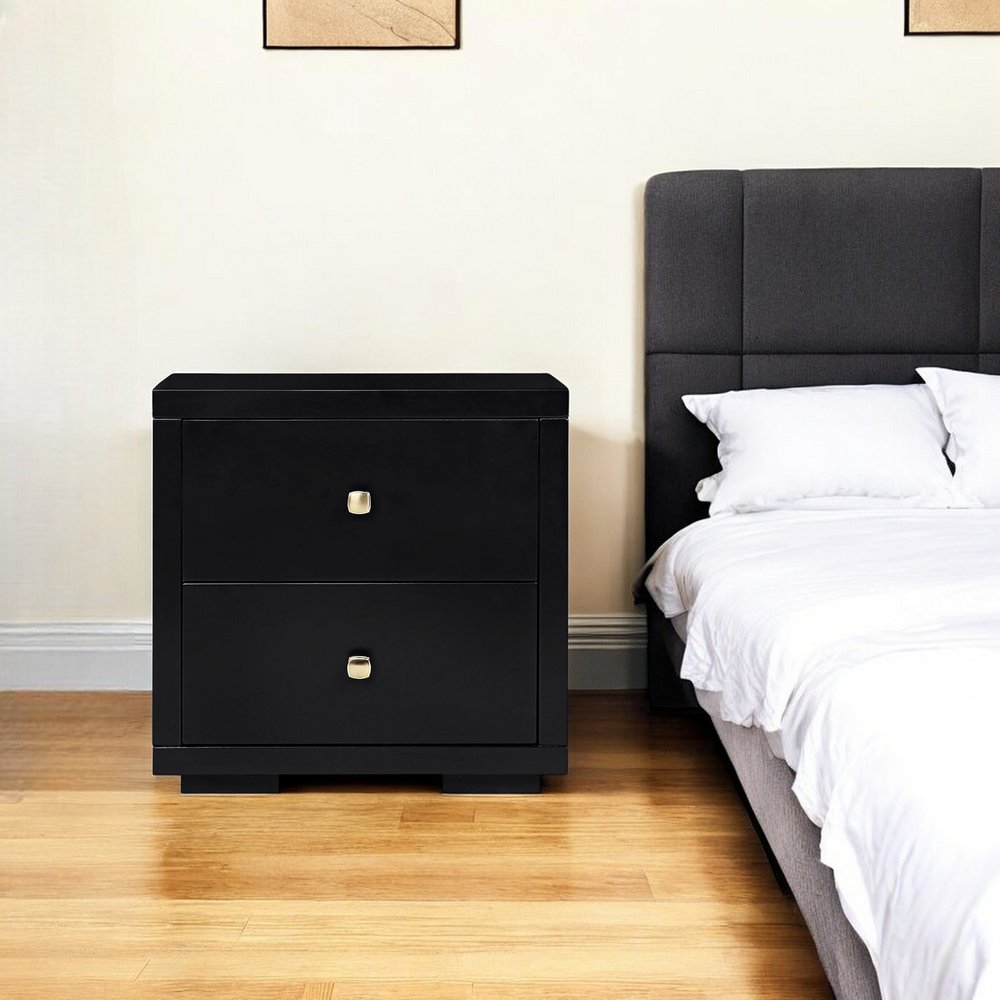 19" Espresso Solid and Manufactured Wood Two Drawer Nightstand