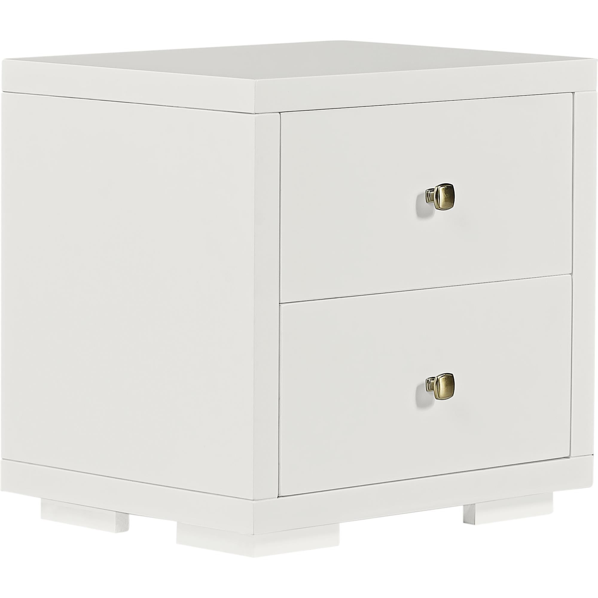 19" White Two Drawer Nightstand