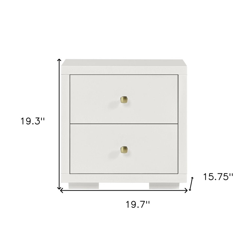 19" Black Solid and Manufactured Wood Two Drawer Nightstand