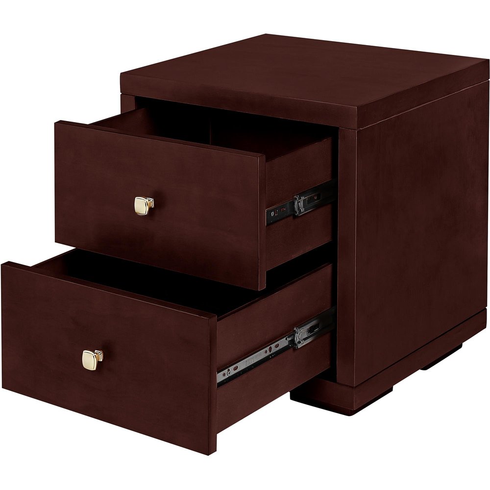 19" Light Brown Solid and Manufactured Wood Two Drawer Nightstand