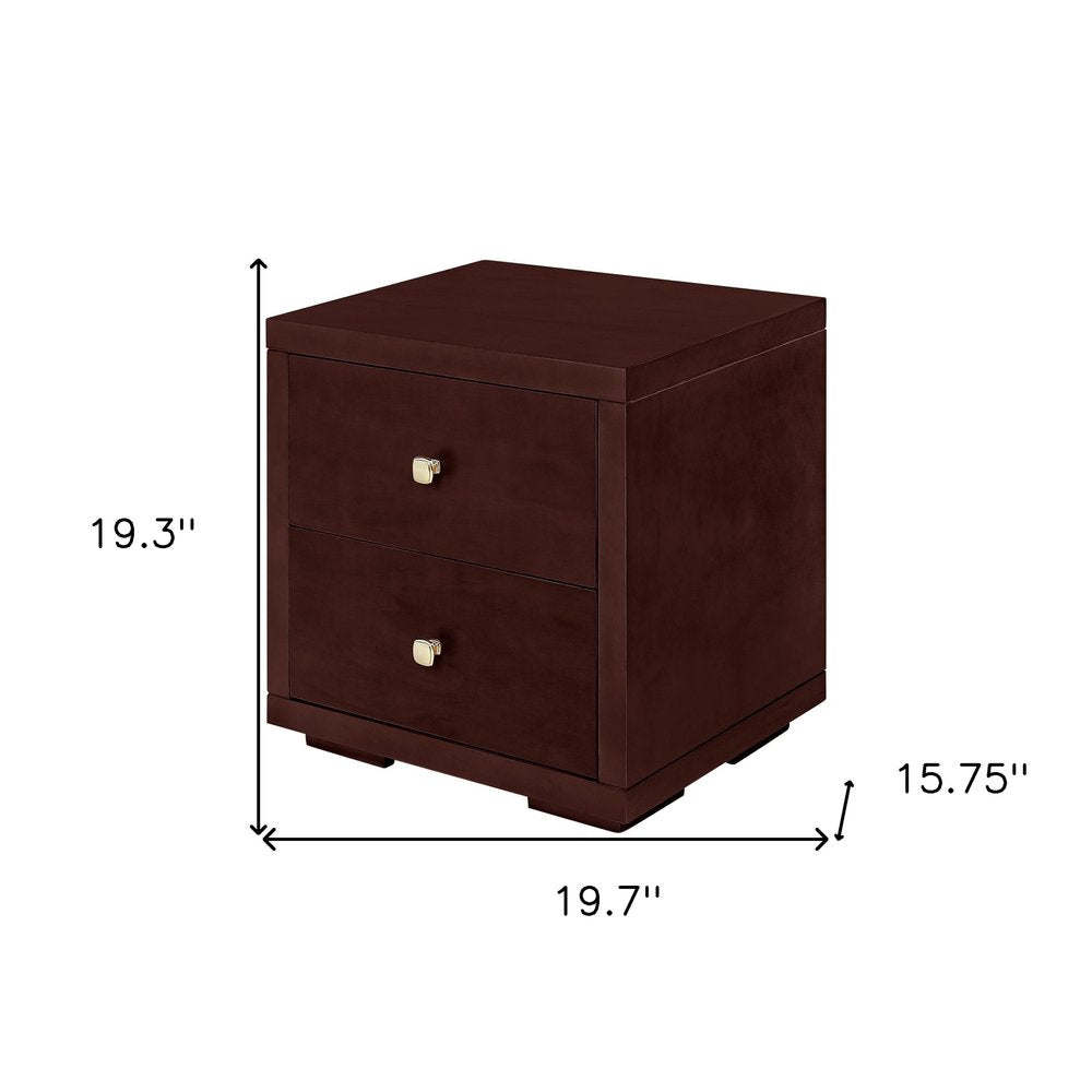 19" Espresso Solid and Manufactured Wood Two Drawer Nightstand