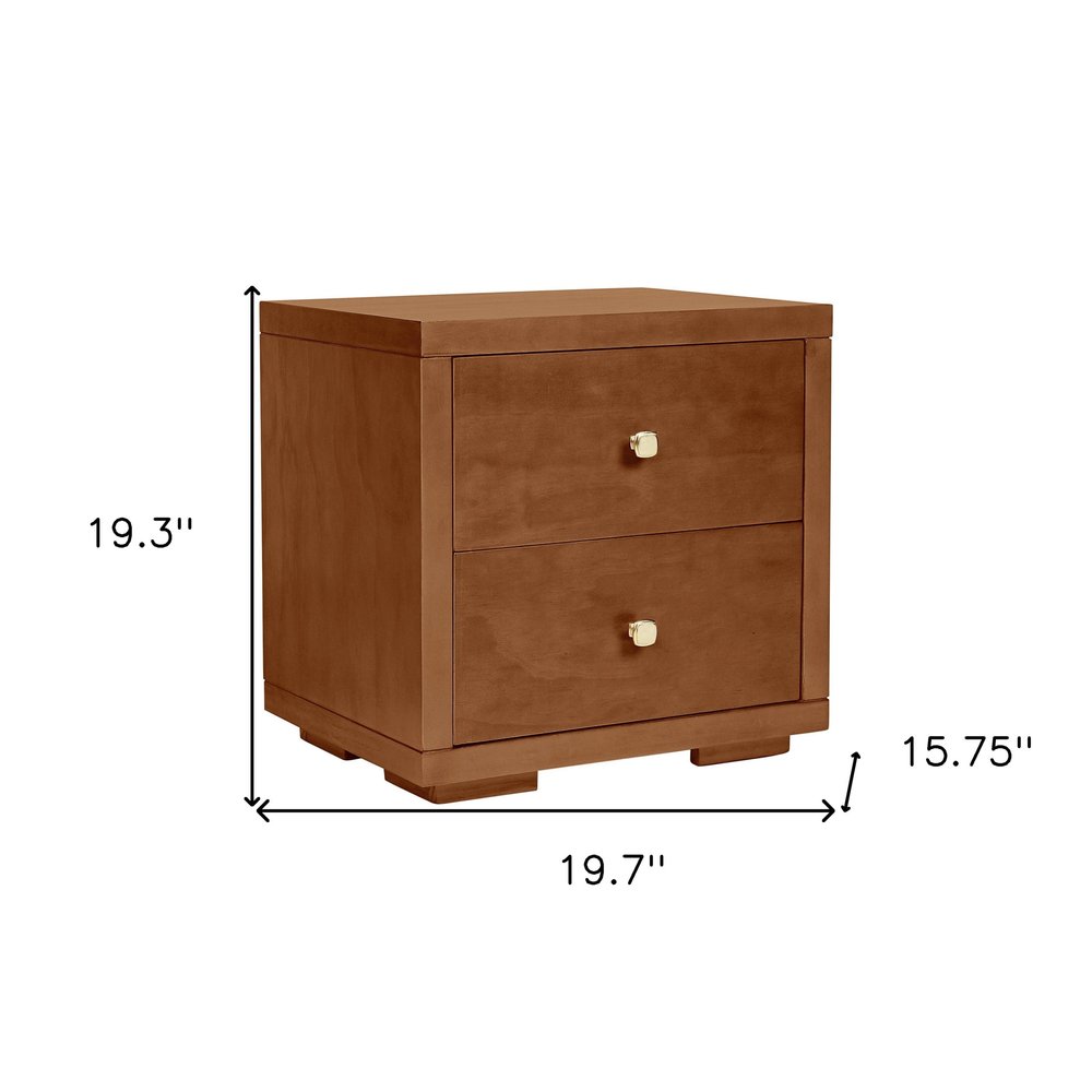 19" Espresso Solid and Manufactured Wood Two Drawer Nightstand