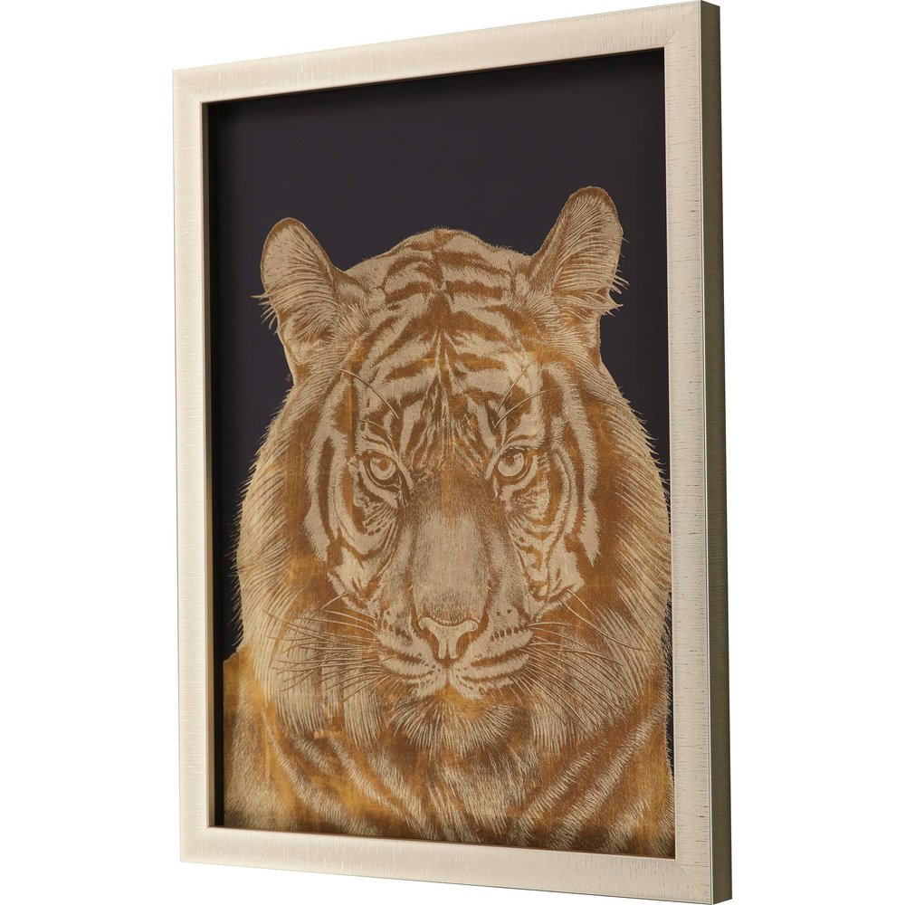 Wild Tiger Portrait Gold Framed Print Wall Art