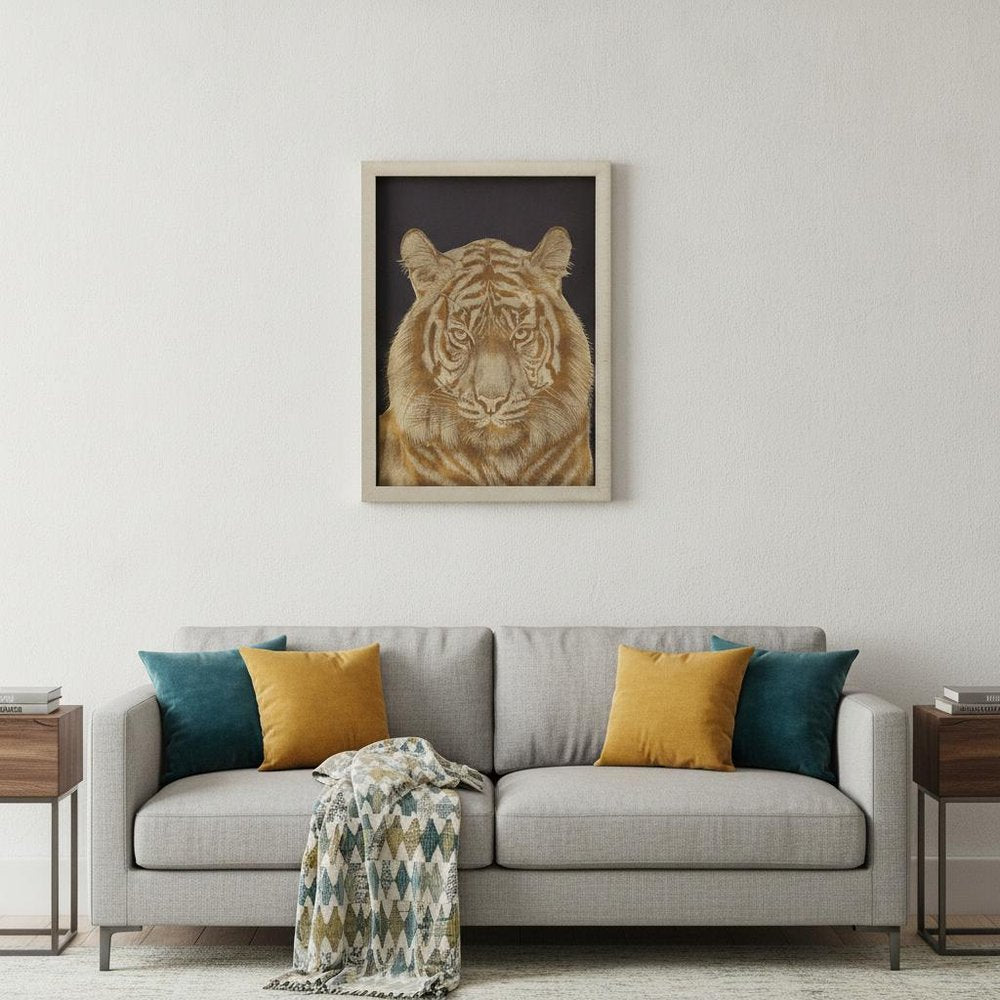 Wild Tiger Portrait Gold Framed Print Wall Art