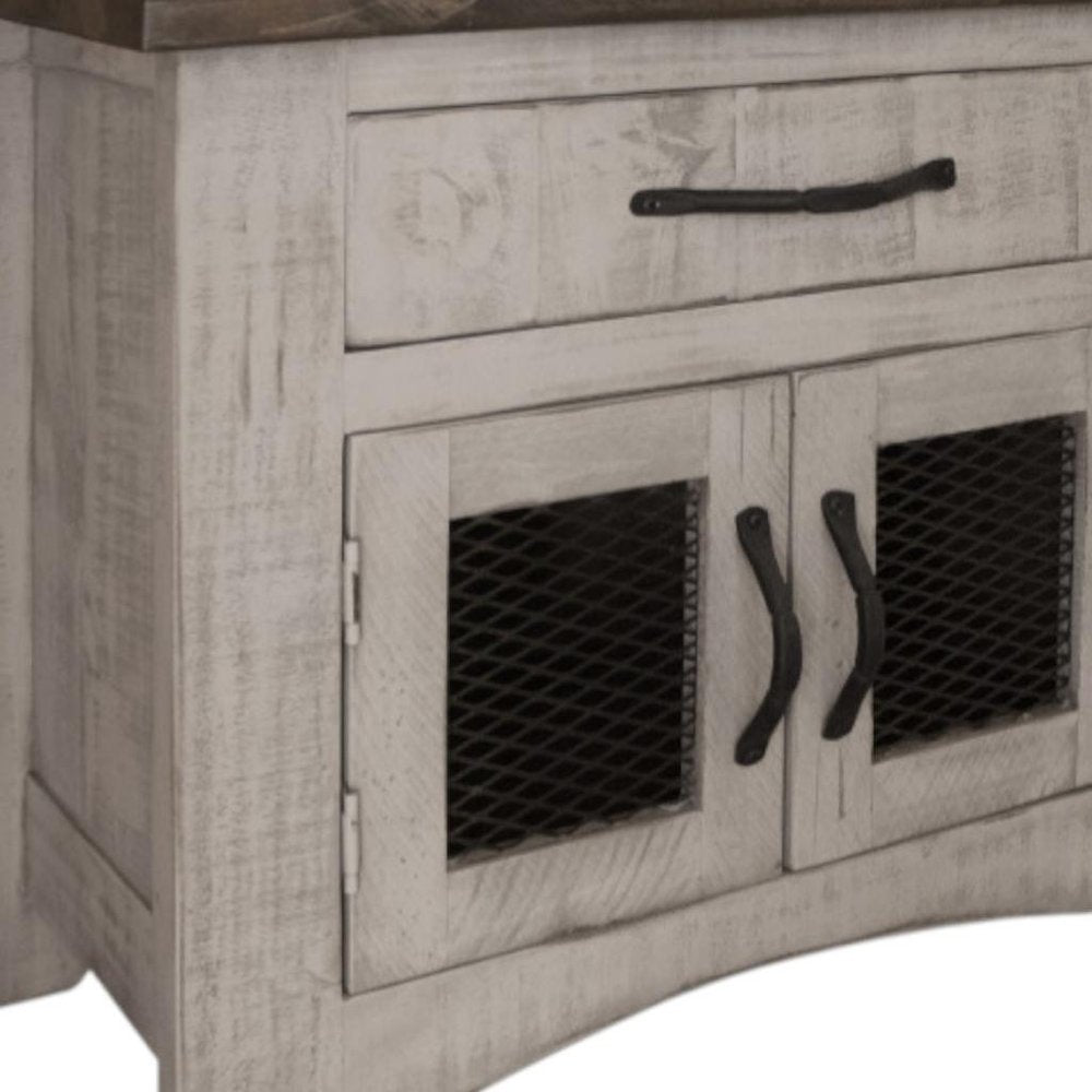 27" Gray Solid Wood One Drawer Nightstand