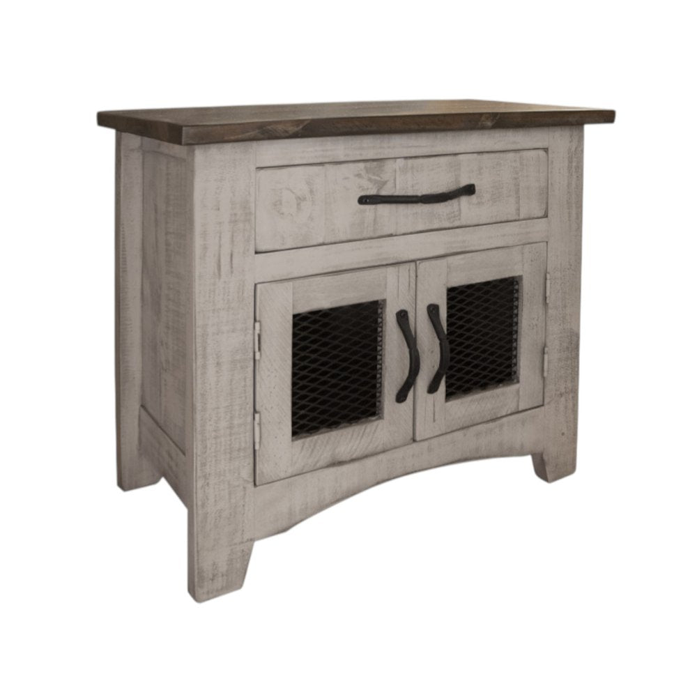 27" Gray Solid Wood One Drawer Nightstand