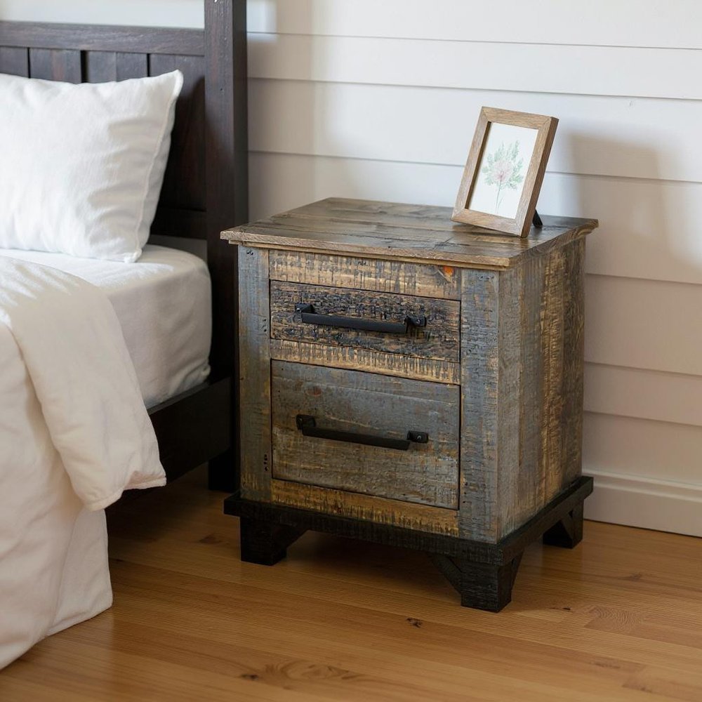 27" Brown Two Drawer Nightstand