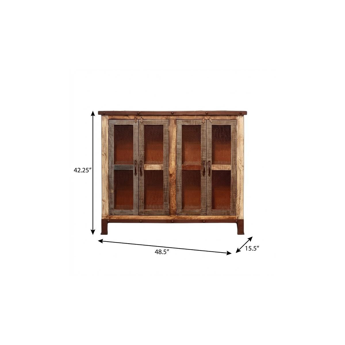 49" Brown Solid and Manufactured Wood Distressed Buffet Table