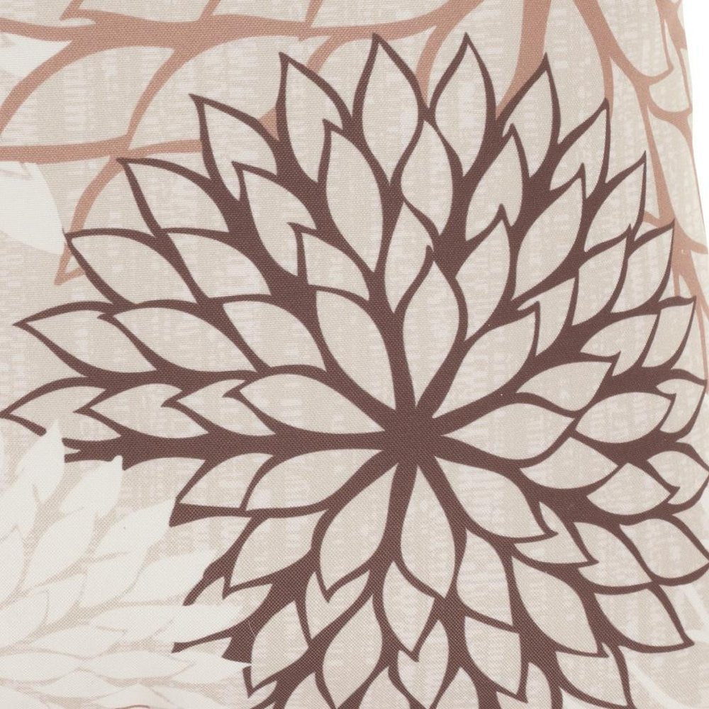 20" Brown Beige and Ivory Floral Indoor Outdoor Throw Pillow