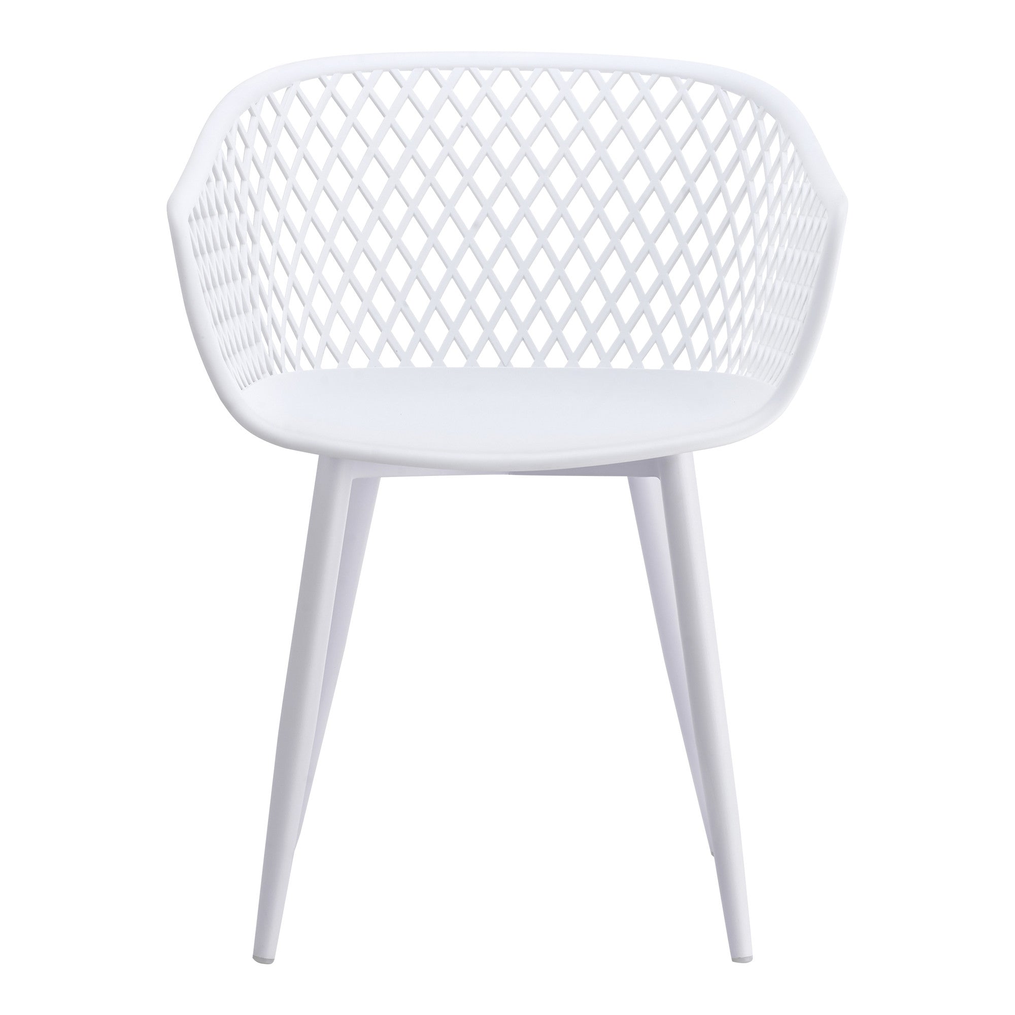 Set of Two White Heavy Duty Plastic Outdoor Stacking Dining Chairs