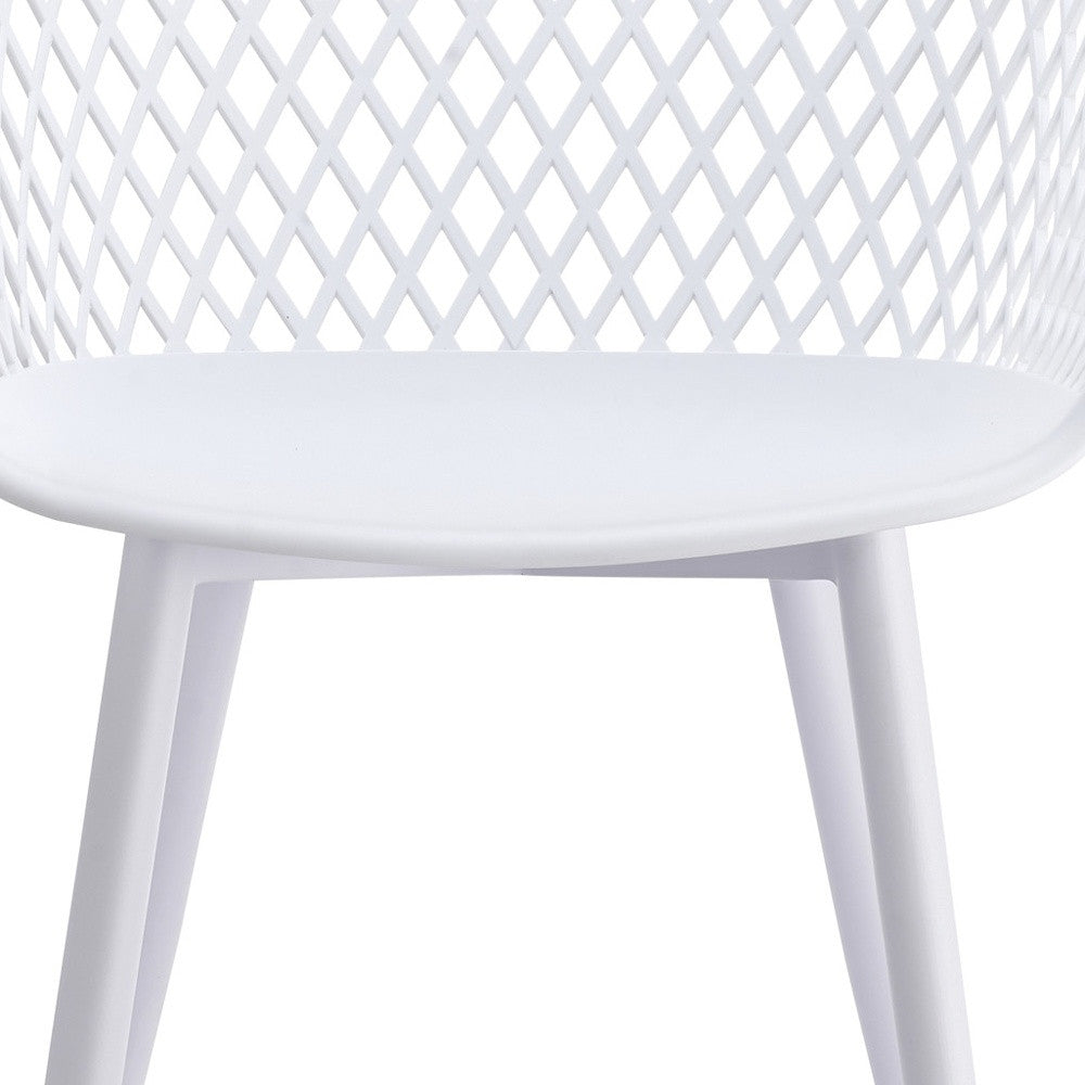 Set of Two White Heavy Duty Plastic Outdoor Stacking Dining Chairs