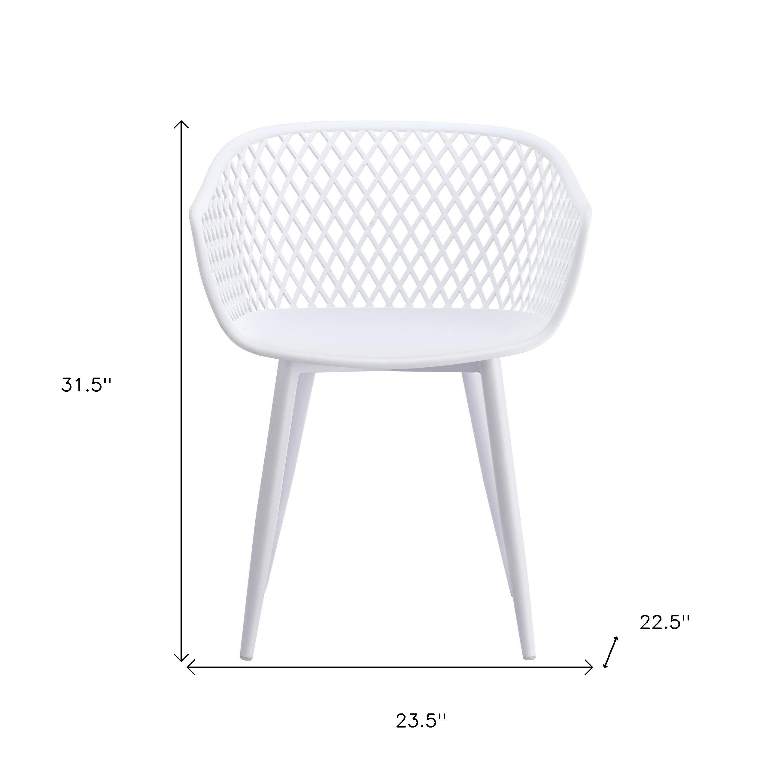 Set of Two White Heavy Duty Plastic Outdoor Stacking Dining Chairs