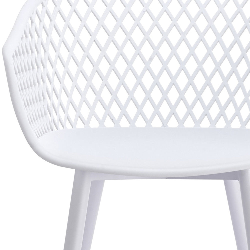 Set of Two White Heavy Duty Plastic Outdoor Stacking Dining Chairs