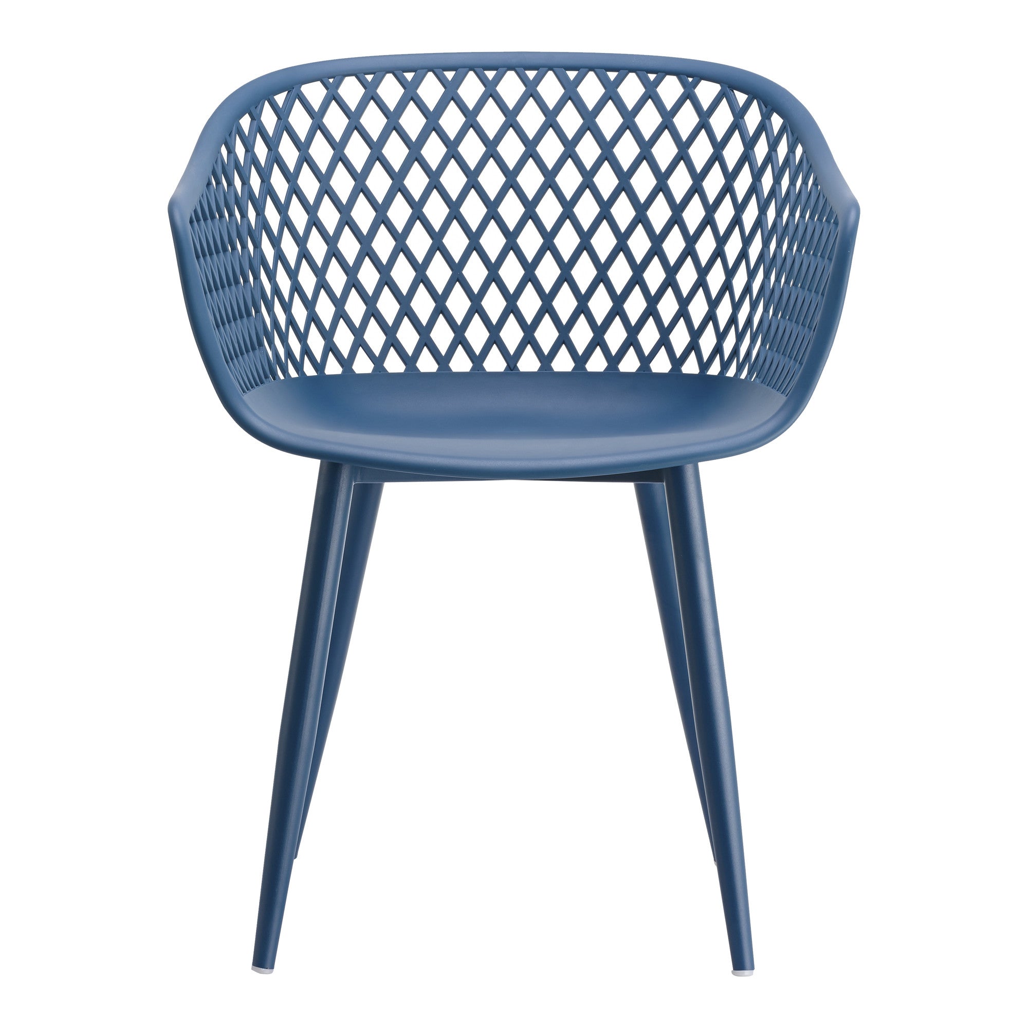 Set of Two Blue Heavy Duty Plastic Outdoor Stacking Dining Chairs