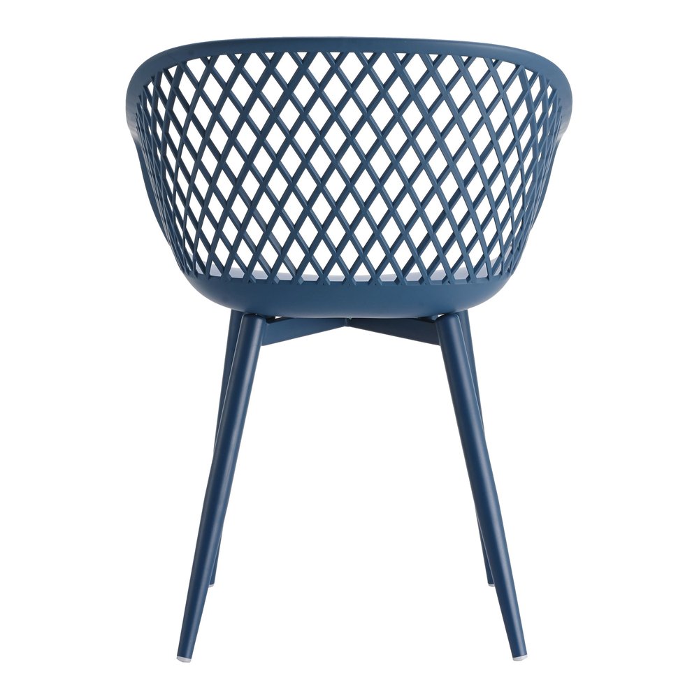 Set of Two Blue Heavy Duty Plastic Outdoor Stacking Dining Chairs