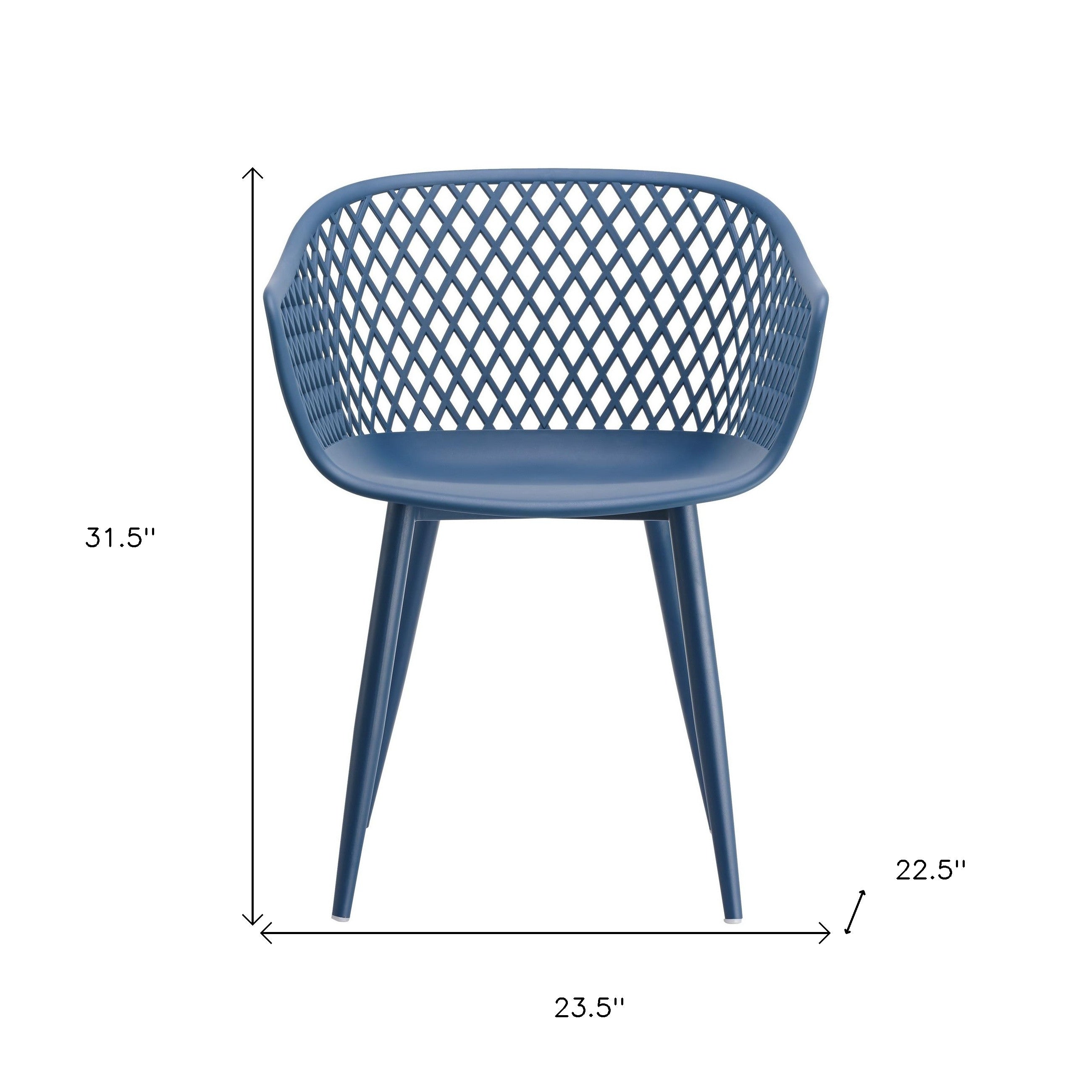 Set of Two Blue Heavy Duty Plastic Outdoor Stacking Dining Chairs