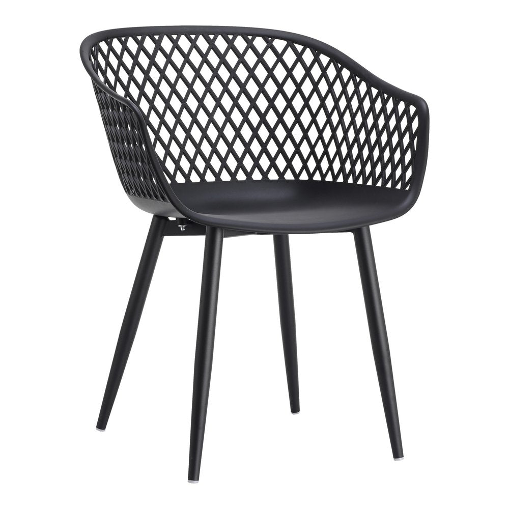 Set of Two Black Heavy Duty Plastic Outdoor Stacking Dining Chairs