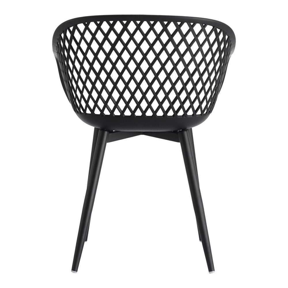 Set of Two Black Heavy Duty Plastic Outdoor Stacking Dining Chairs
