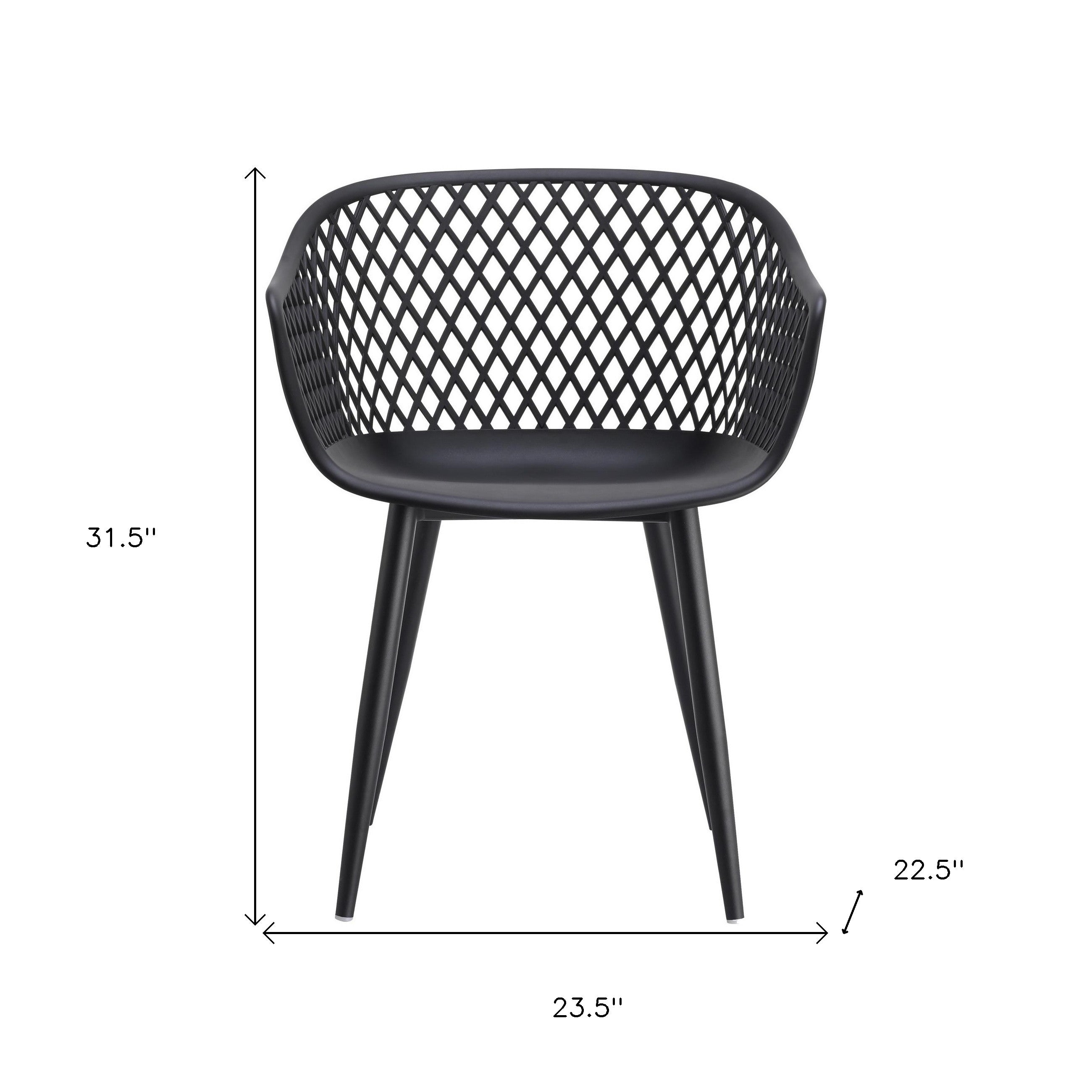 Set of Two Black Heavy Duty Plastic Outdoor Stacking Dining Chairs
