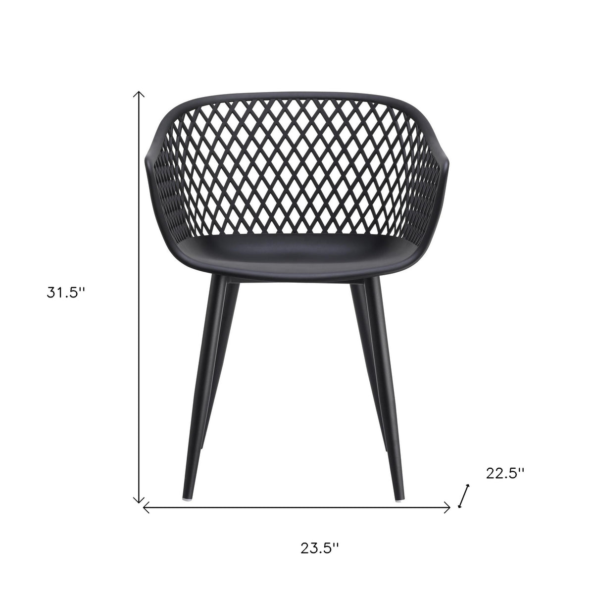 Set of Two Black Heavy Duty Plastic Outdoor Stacking Dining Chairs