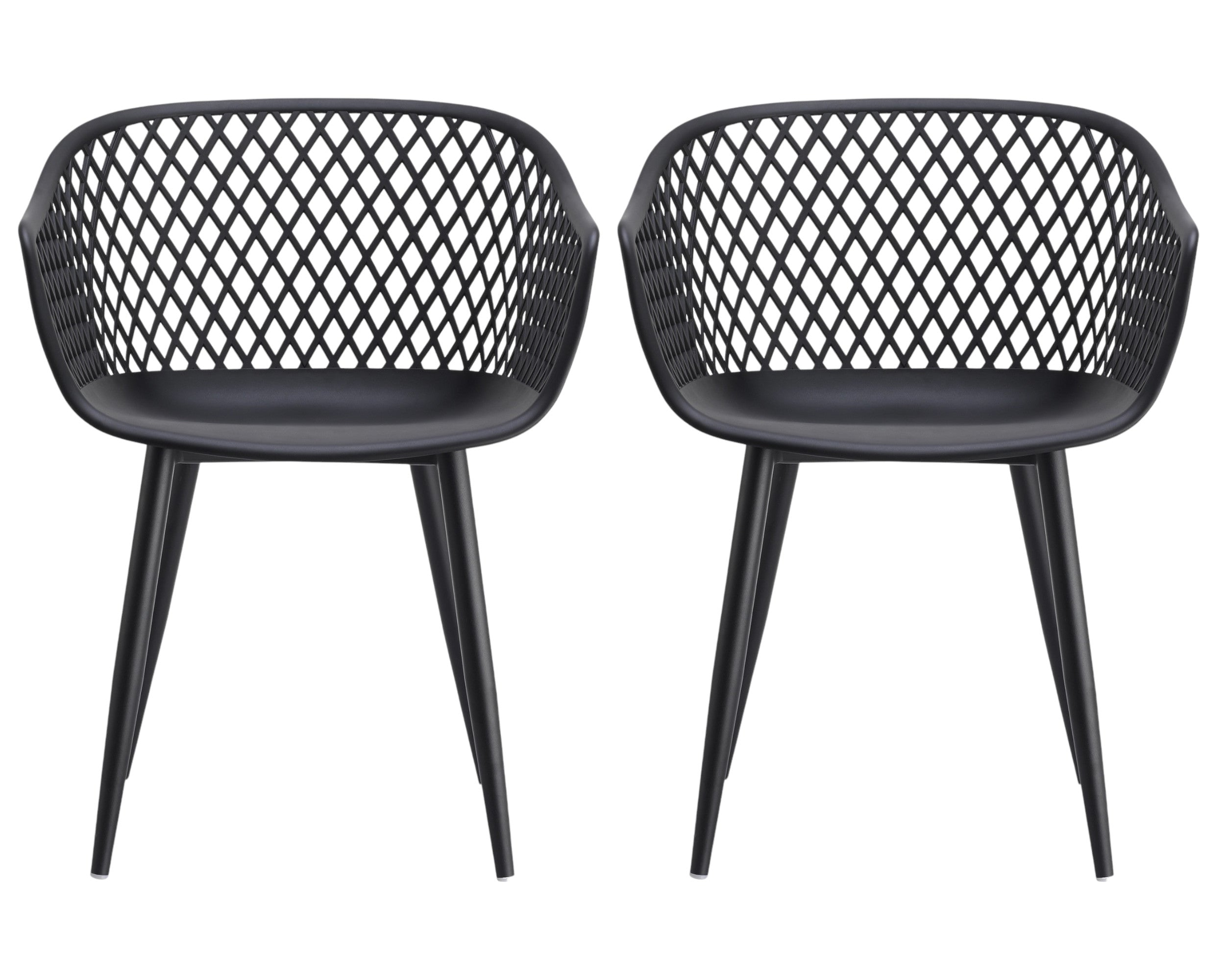 Set of Two Black Heavy Duty Plastic Outdoor Stacking Dining Chairs