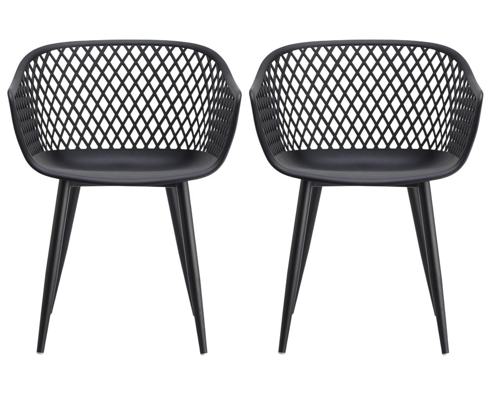 Set of Two Black Heavy Duty Plastic Outdoor Stacking Dining Chairs