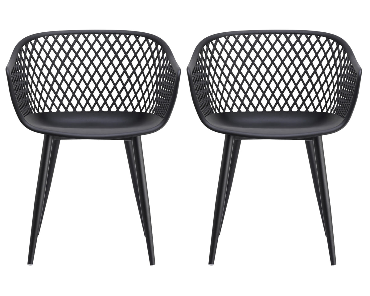 Set of Two Black Heavy Duty Plastic Outdoor Stacking Dining Chairs