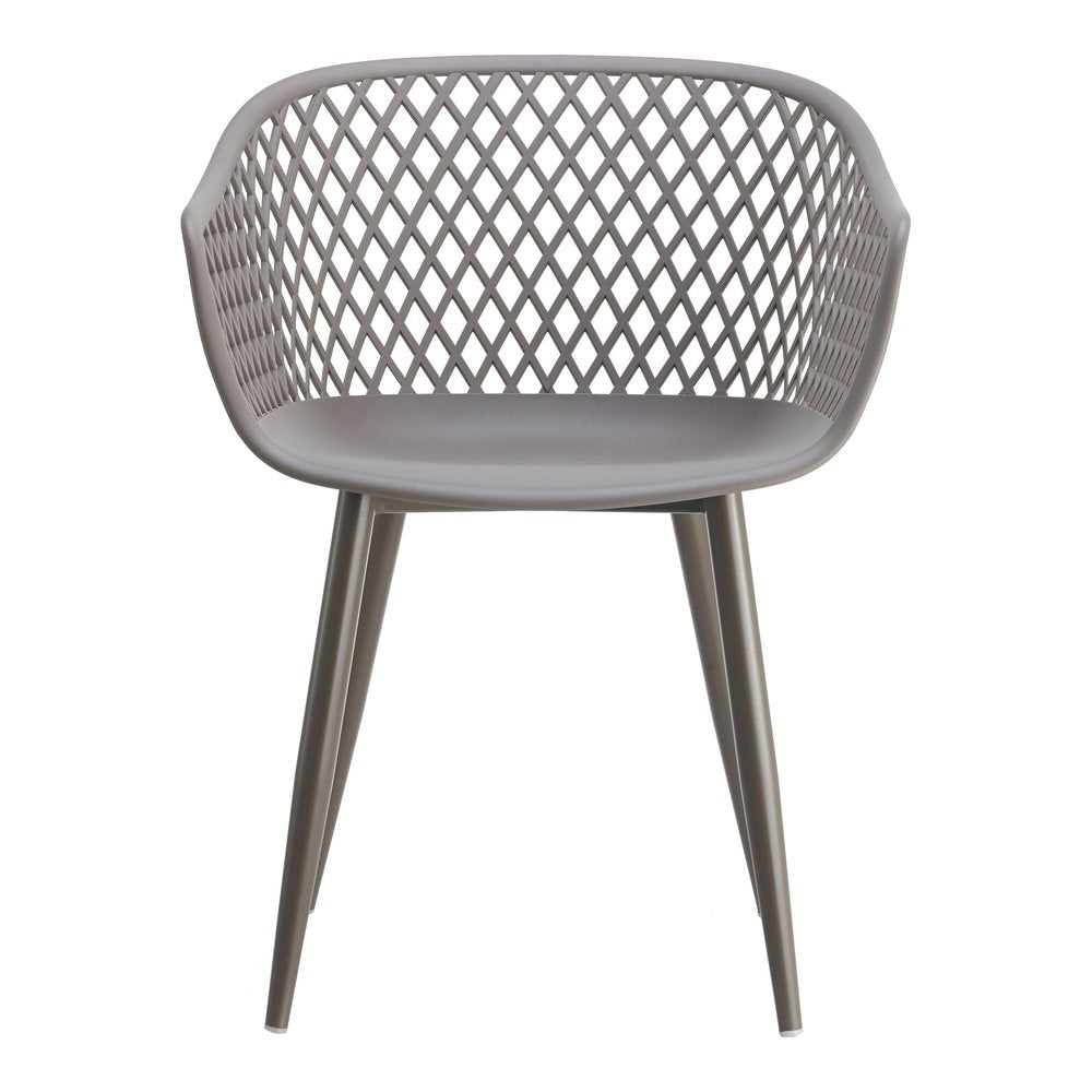 Set of Two Gray Heavy Duty Plastic Outdoor Stacking Dining Chairs