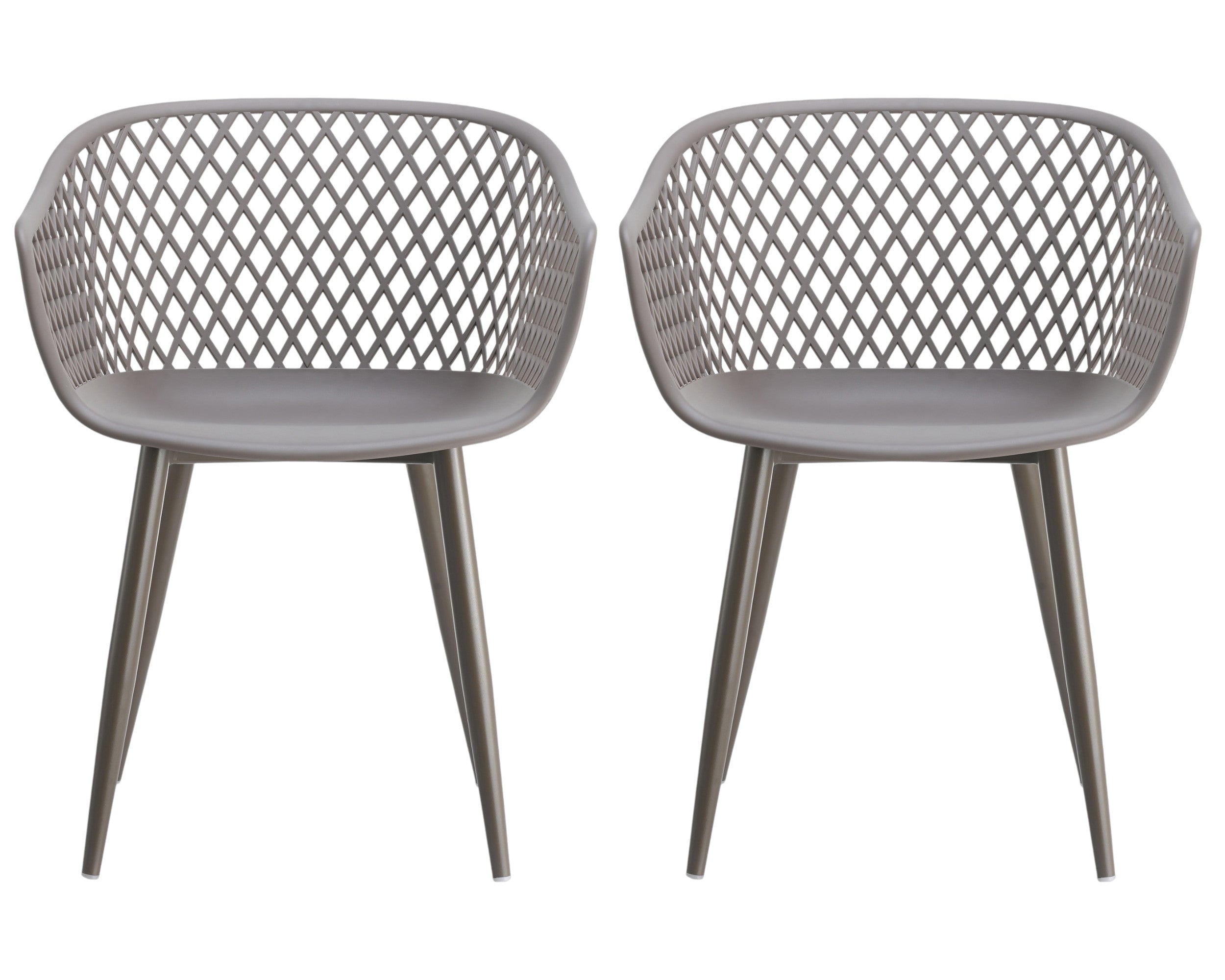 Set of Two Gray Heavy Duty Plastic Outdoor Stacking Dining Chairs