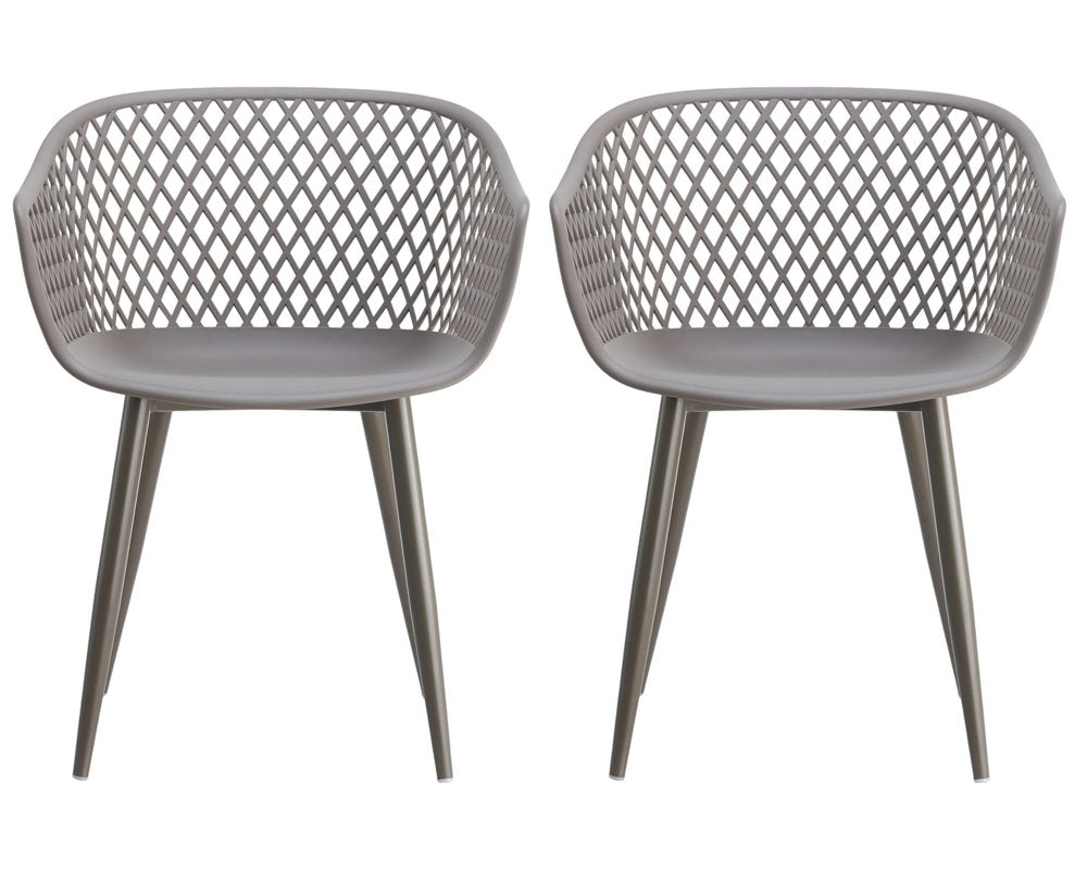 Set of Two Gray Heavy Duty Plastic Outdoor Stacking Dining Chairs