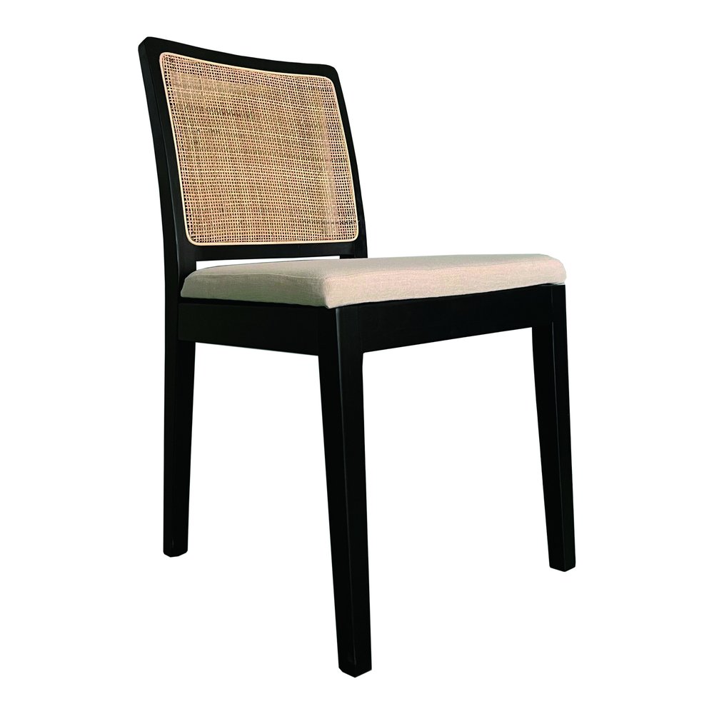 Set of Two Black Fabric Dining Side Chairs