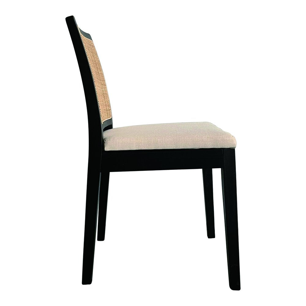 Set of Two Black Fabric Dining Side Chairs