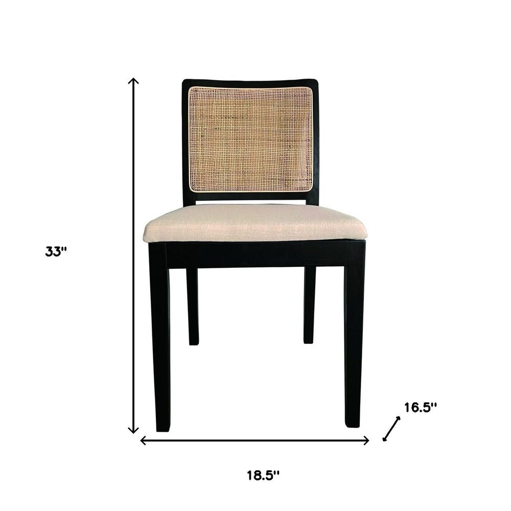 Set of Two Black Fabric Dining Side Chairs