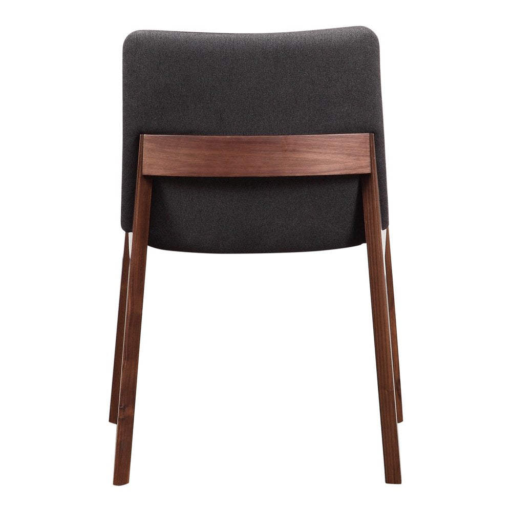 Set of Two Gray and Brown Fabric Dining Side Chairs