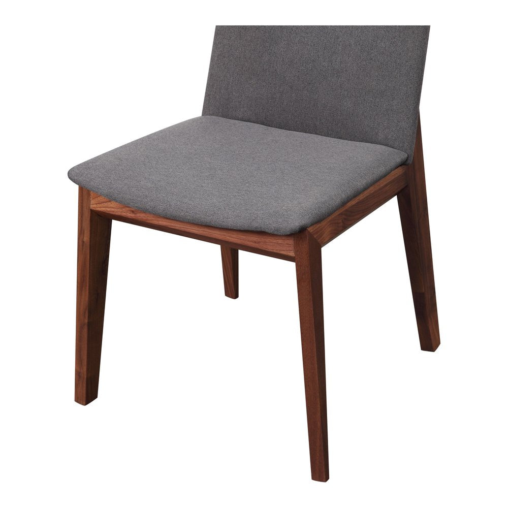 Set of Two Gray and Brown Fabric Dining Side Chairs
