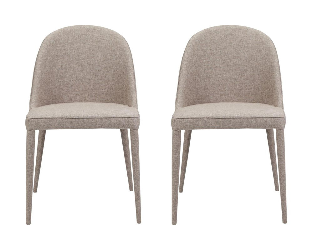 Set of Two Light Gray Fabric Dining Side Chairs