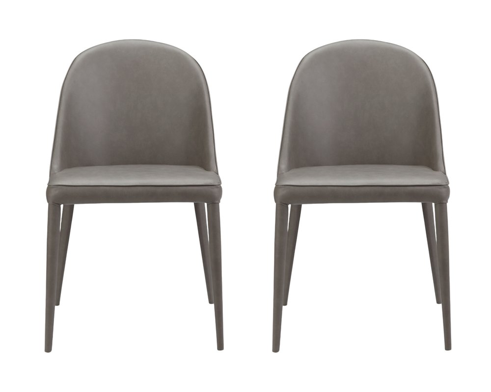Set of Two Gray Faux Leather Dining Side Chairs
