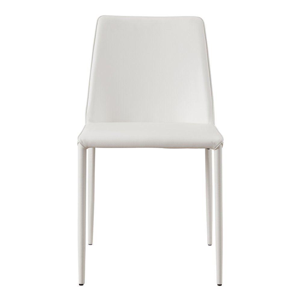 Set of Two White Faux Leather And Iron Dining Side Chairs
