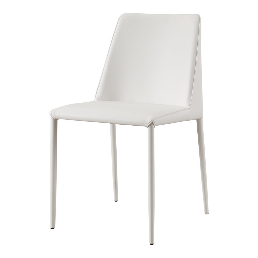 Set of Two White Faux Leather And Iron Dining Side Chairs